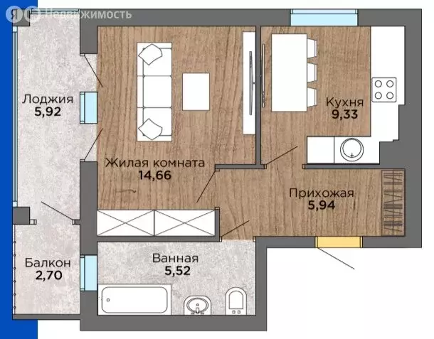 1-комнатная квартира: посёлок городского типа Янтарный, улица ... - Фото 1