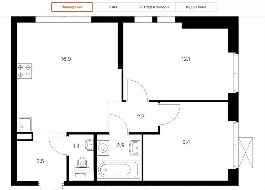 2-комнатная квартира: Москва, Новохохловская улица, 15к3 (50 м) - Фото 1