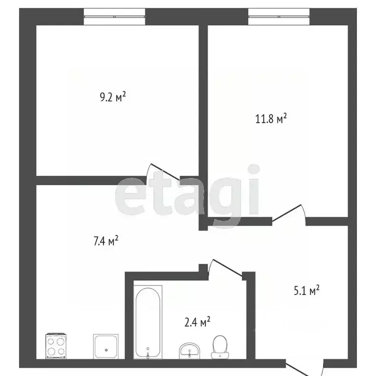 2-к кв. Тюменская область, Тюмень ул. Энергетиков, 47 (35.9 м) - Фото 1