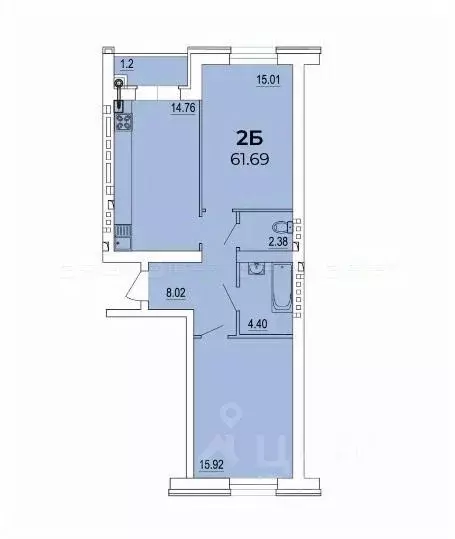 2-к кв. Татарстан, Зеленодольский район, Осиновское с/пос, с. Новая ... - Фото 2