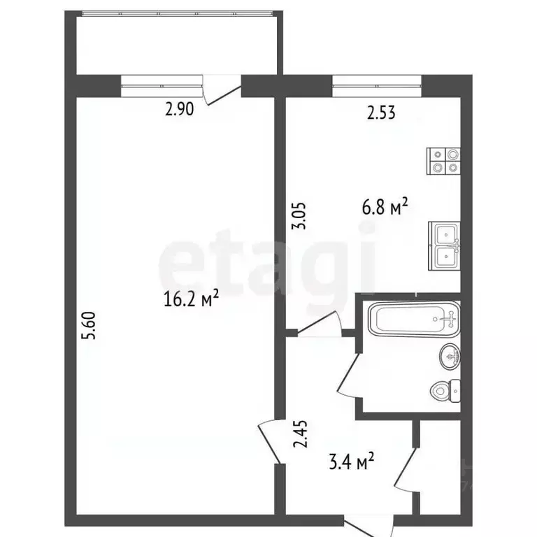 1-к кв. Орловская область, Орел ул. Максима Горького, 67 (35.0 м) - Фото 2