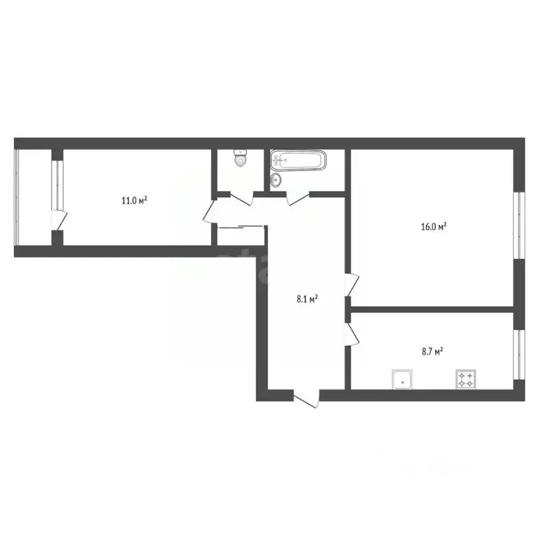 2-к кв. Амурская область, Благовещенск ул. Фрунзе, 37 (47.4 м) - Фото 2