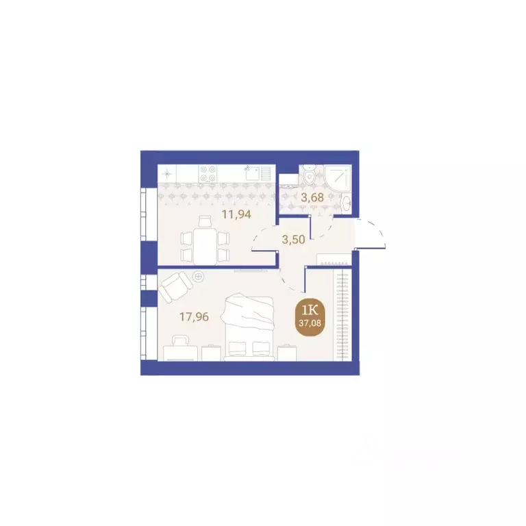 1-к кв. Пензенская область, Пенза Артель жилой комплекс (37.08 м) - Фото 1