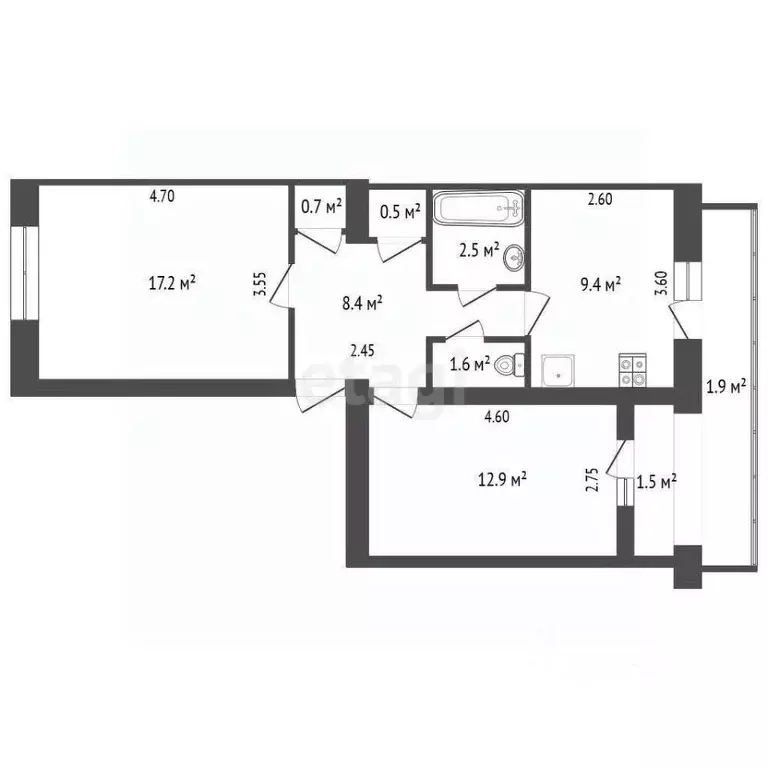 2-к кв. Крым, Феодосия ул. Строительная, 13 (53.7 м) - Фото 2