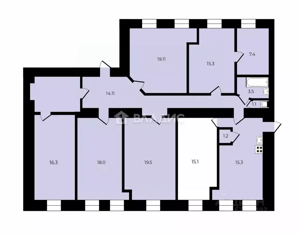 Комната Санкт-Петербург ул. Блохина, 20/7 (15.5 м) - Фото 2