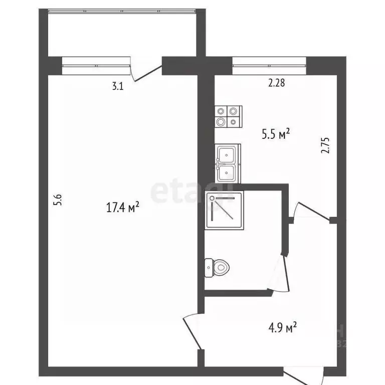 1-к кв. Камчатский край, Петропавловск-Камчатский ул. Карбышева, 12 ... - Фото 2
