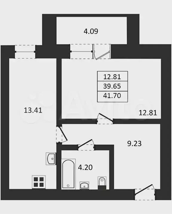 1-к. квартира, 40,7м, 4/5эт. - Фото 1