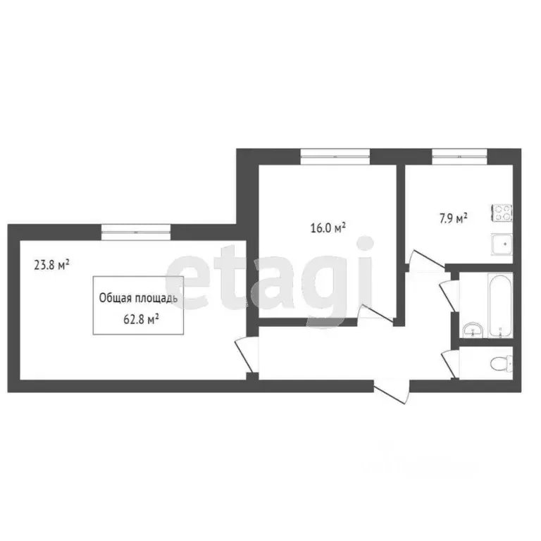 2-к кв. Томская область, Томск ул. 79-й Гвардейской Дивизии, 13 (63.0 ... - Фото 2