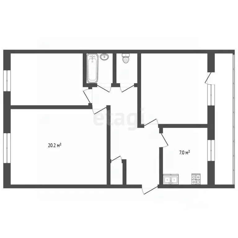 Комната Татарстан, Набережные Челны 7-й комплекс, бул. 60-летия ... - Фото 2