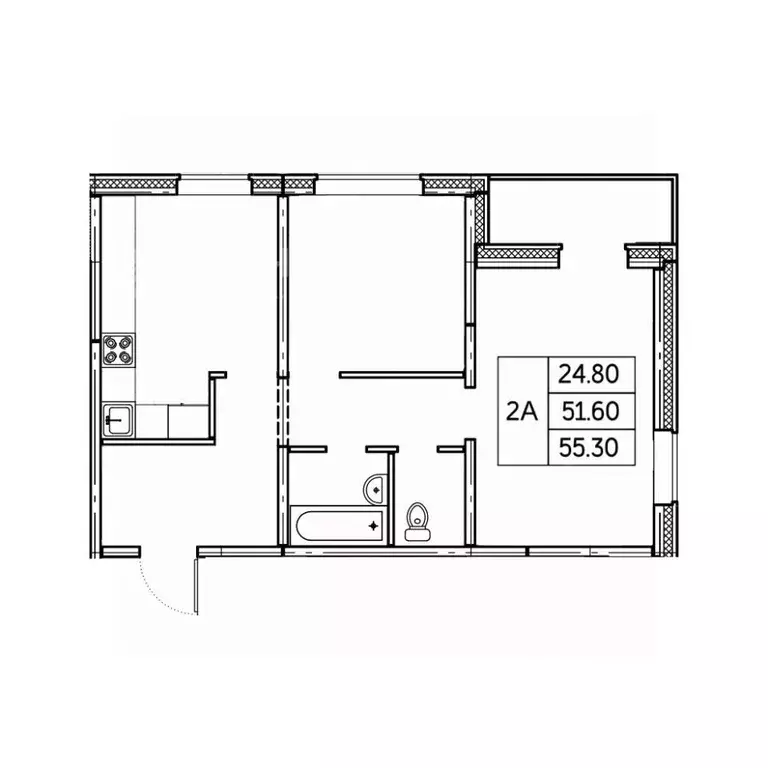 2-к кв. Чувашия, Чебоксары ул. П.В. Дементьева, поз1 (55.4 м) - Фото 1