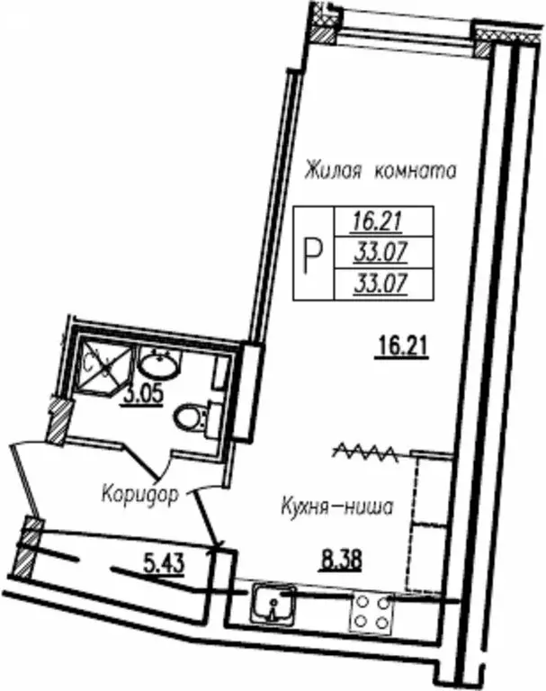 Квартира-студия: Санкт-Петербург, улица Кустодиева, 7к1 (33.07 м) - Фото 0