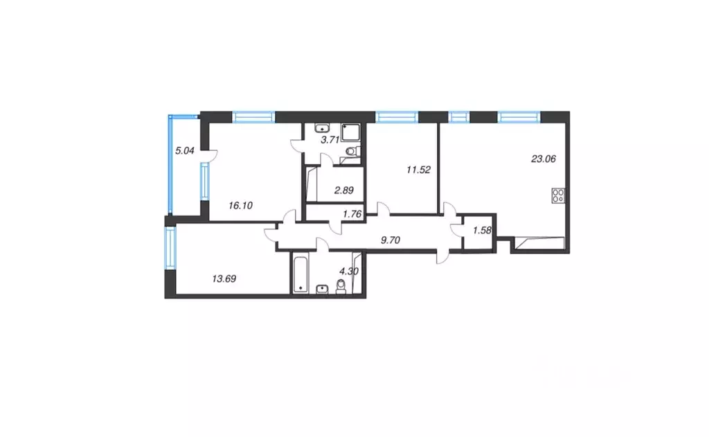 3-к кв. Санкт-Петербург 1-й Предпортовый проезд, 1 (90.83 м) - Фото 2