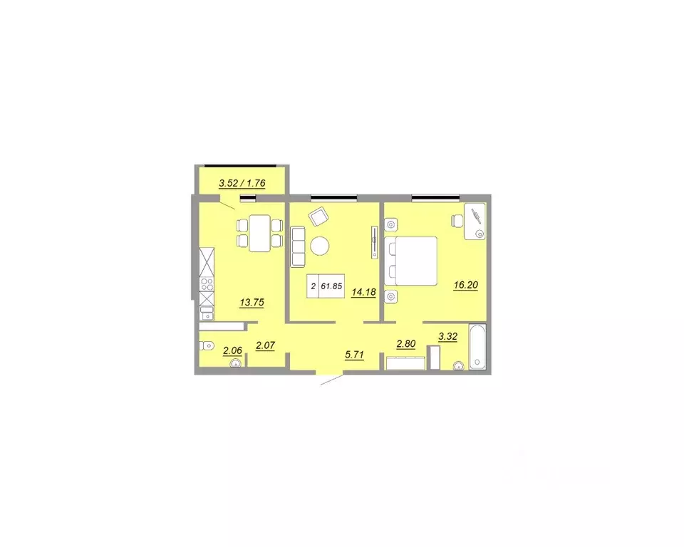 2-к кв. Оренбургская область, Оренбург ул. Юркина, 8 (61.85 м) - Фото 0
