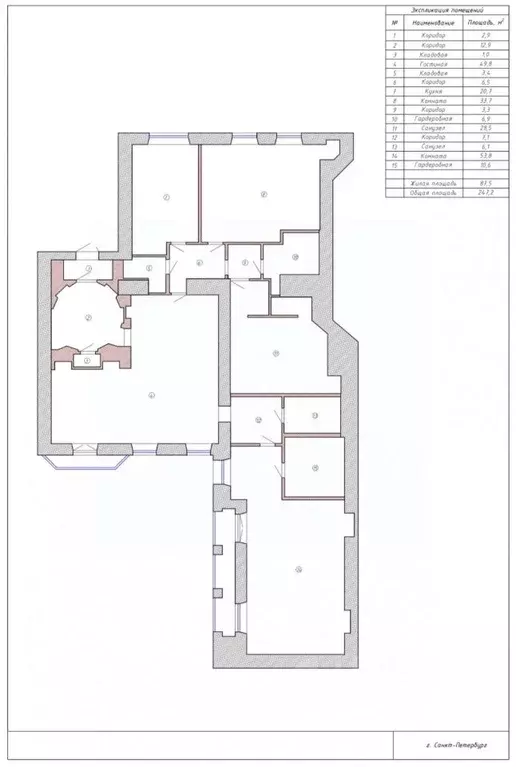 3-к кв. Санкт-Петербург ул. Рубинштейна, 15-17 (265.4 м) - Фото 2
