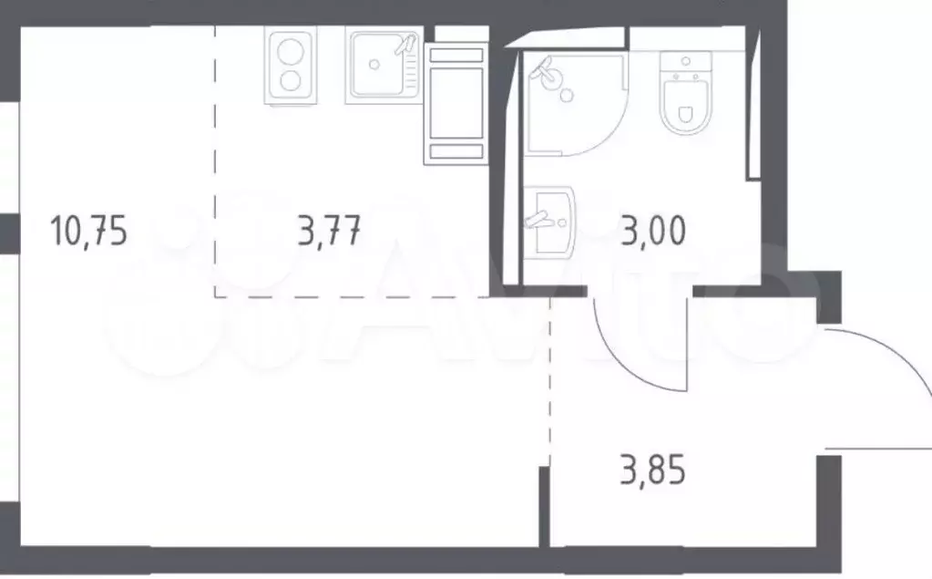 Квартира-студия, 21,4 м, 7/12 эт. - Фото 0