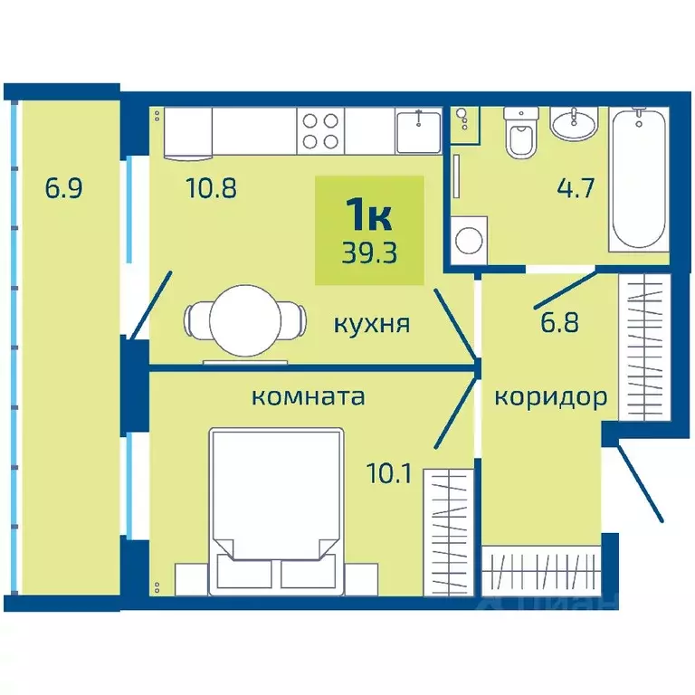 1-к кв. Пермский край, Пермь ул. Старшего Лейтенанта Гачегова (39.3 м) - Фото 0