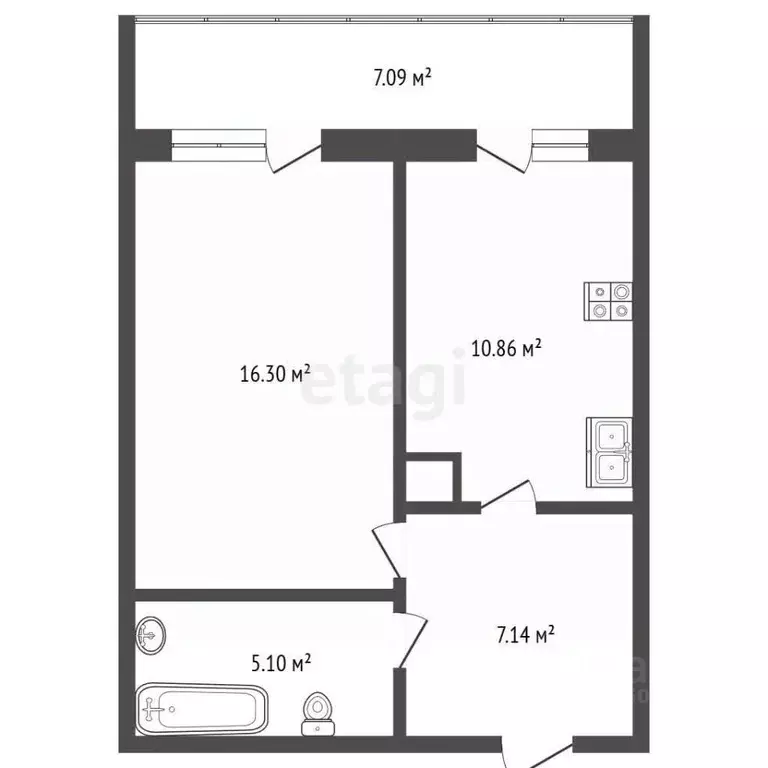 1-к кв. Самарская область, Самара Волжское ш., 123 (39.4 м) - Фото 1