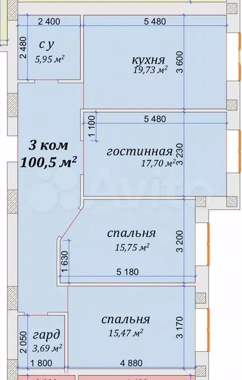 3-к. квартира, 101,5 м, 6/11 эт. - Фото 1