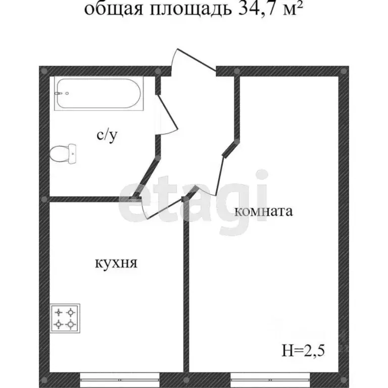 1-к кв. Костромская область, Кострома Венеция мкр, 58 (29.2 м) - Фото 1