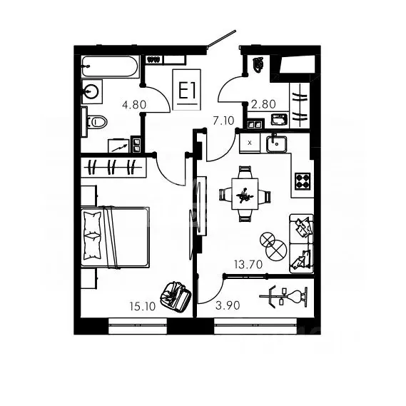 2-к кв. Курская область, Курск ул. Лысая Гора, 15 (47.5 м) - Фото 1