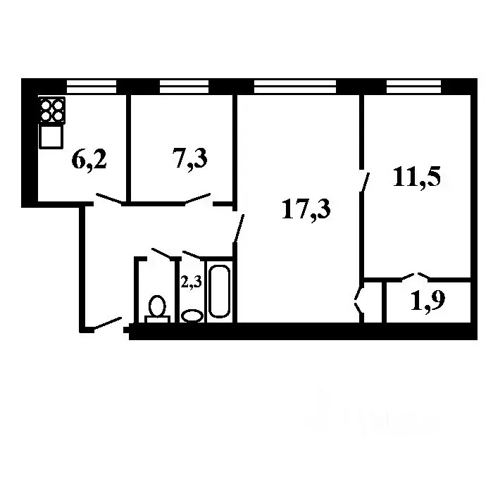 3-к кв. Кемеровская область, Кемерово просп. Ленина, 64 (48.0 м) - Фото 1