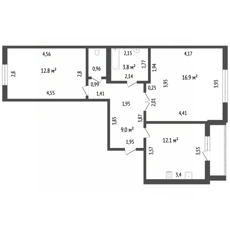 2-к кв. Башкортостан, Стерлитамак просп. Октября, 93 (55.9 м) - Фото 2