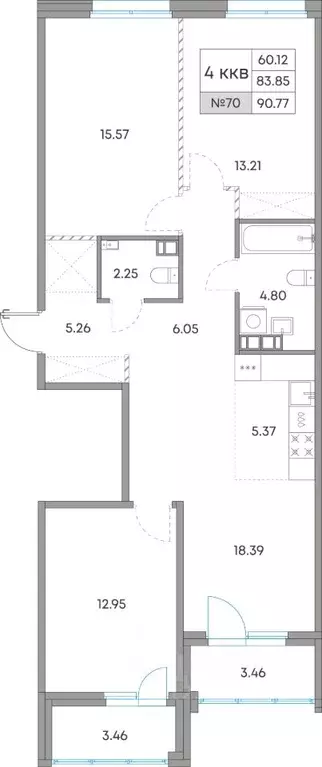 4-к кв. Карелия, Петрозаводск Александровский Завод тер.,  (90.77 м) - Фото 1