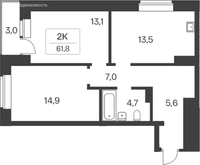 2-комнатная квартира: Новосибирск, ЖК Расцветай на Красном (62 м) - Фото 1