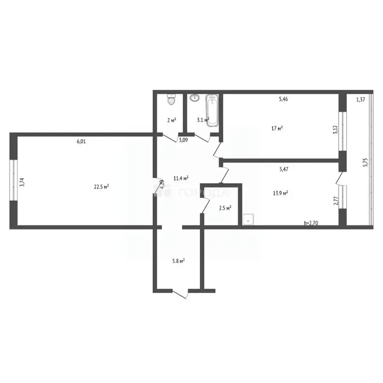 3-к кв. Алтайский край, Барнаул Лазурная ул., 9 (78.2 м) - Фото 2