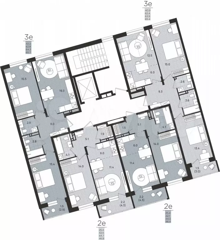 2-к. квартира, 44,3 м, 3/8 эт. - Фото 1