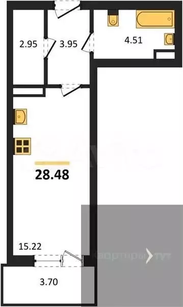 Квартира-студия, 28,5 м, 17/19 эт. - Фото 0