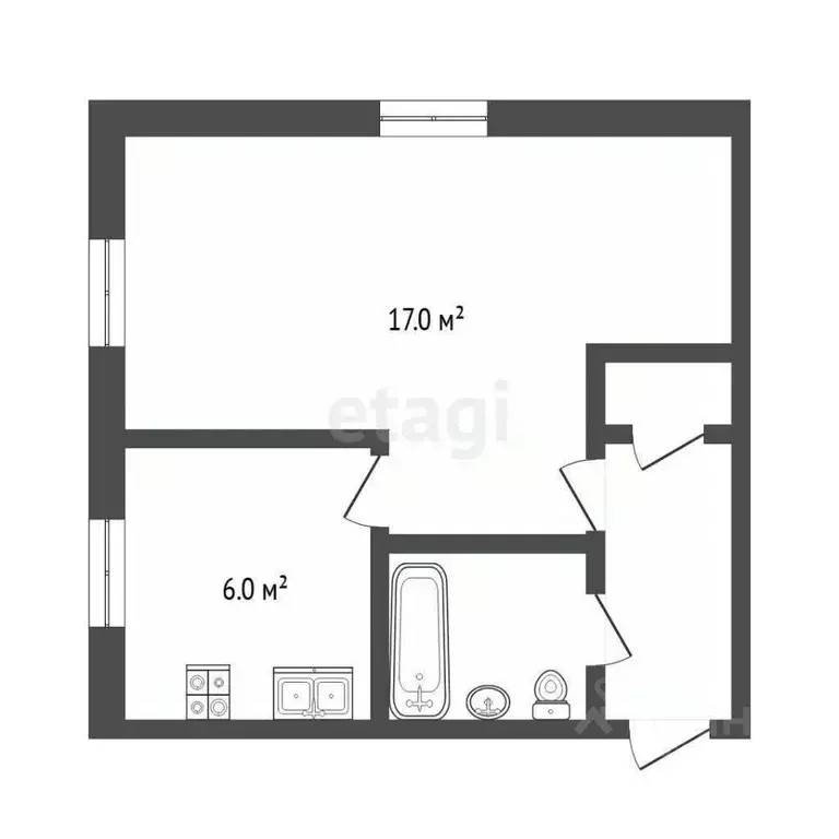 1-к кв. Тюменская область, Тюмень ул. 50 лет ВЛКСМ, 97 (31.0 м) - Фото 2