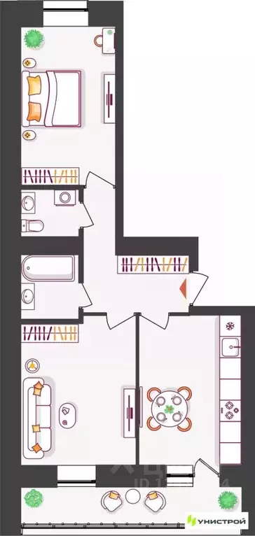 2-к кв. Самарская область, Тольятти ул. Владимира Высоцкого (53.37 м) - Фото 1