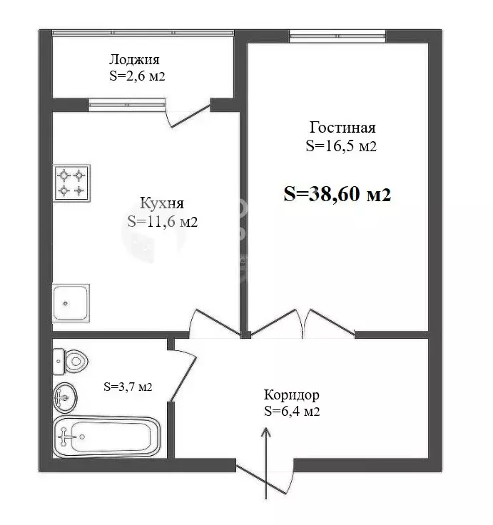 1-комнатная квартира: Екатеринбург, улица Анатолия Мехренцева, 34 ... - Фото 2