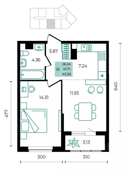 2-к кв. Адыгея, Майкопский район, пос. Тульский  (43.28 м) - Фото 1