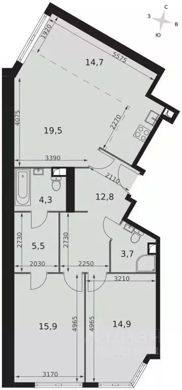 3-к кв. Москва ул. Академика Волгина, 2К1 (91.3 м) - Фото 1