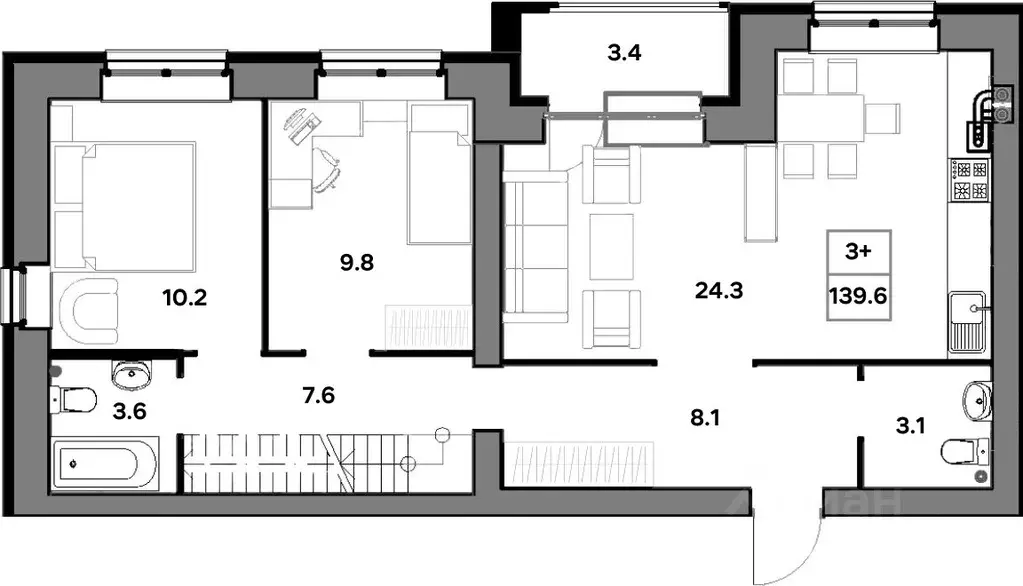 3-к кв. Ярославская область, Ярославль ул. Шевелюха, 130 (139.6 м) - Фото 2