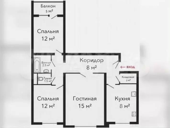 3-к. квартира, 65,5 м, 2/9 эт. - Фото 0