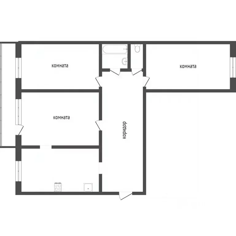 3-к кв. Бурятия, Улан-Удэ Восточный мкр, ул. Туполева, 18А (57.4 м) - Фото 2