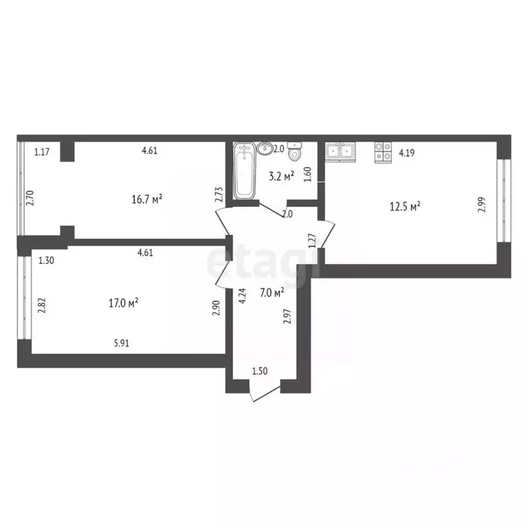 2-к кв. Ростовская область, Таганрог ул. Нестерова, 25 (56.4 м) - Фото 1