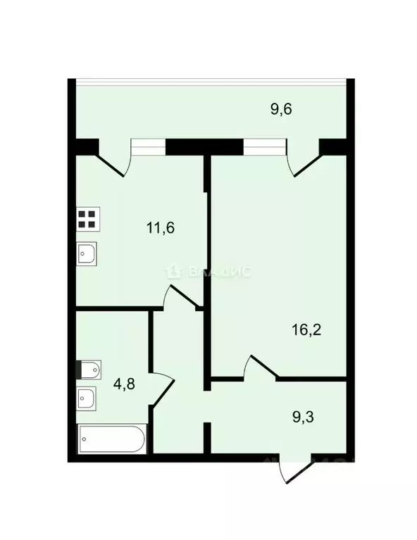 1-к кв. Санкт-Петербург ул. Оптиков, 52к1 (41.9 м) - Фото 1