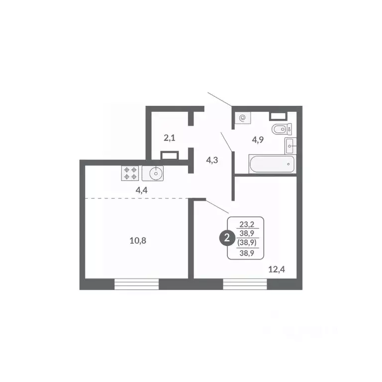 2-к кв. Кировская область, Киров ул. Потребкооперации, 34 (38.9 м) - Фото 1