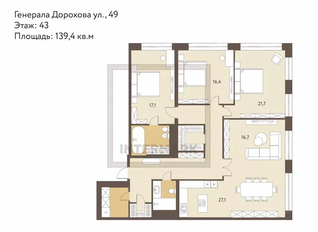 4-к кв. Москва просп. Генерала Дорохова, 49 (139.4 м) - Фото 2