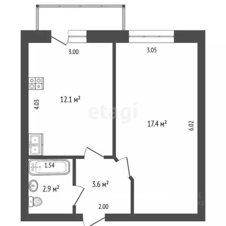 1-к кв. Вологодская область, Вологда ул. Лаврова, 9 (36.0 м) - Фото 2