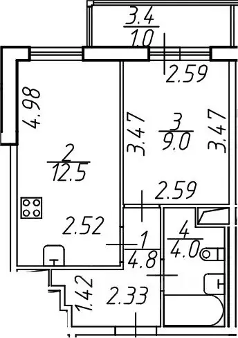 1-к кв. Ленинградская область, Мурино Всеволожский район, ул. ... - Фото 1