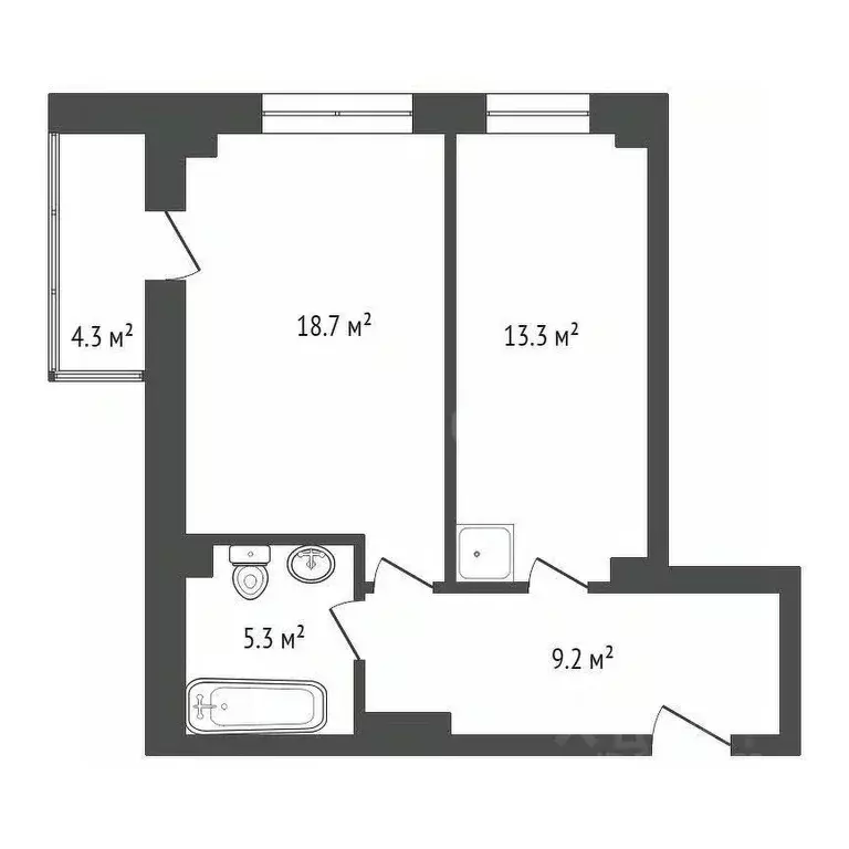 2-к кв. Красноярский край, Красноярск ул. Шахтеров, 66 (46.4 м) - Фото 1
