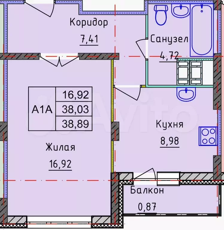 1-к. квартира, 40 м, 4/10 эт. - Фото 0