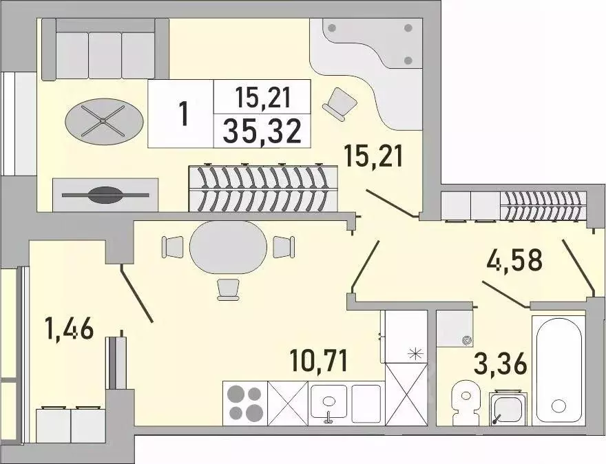 1-к кв. Башкортостан, Уфа Бакалинская ул., 9/1 (35.32 м) - Фото 1