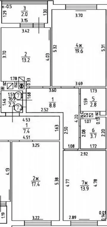 2-к. квартира, 64 м, 9/9 эт. - Фото 1