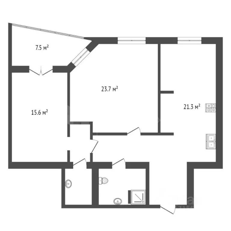 2-к кв. Тюменская область, Тюмень ул. Кузнецова, 15 (82.8 м) - Фото 1